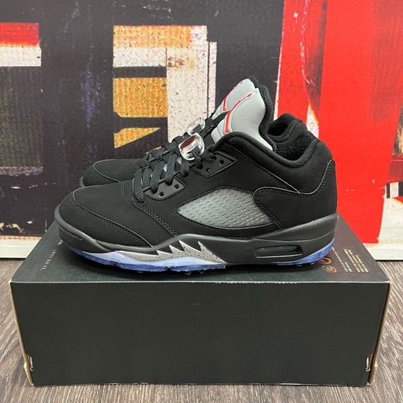 2020 Nike Air Jordan V 5 Low G Golf Black / Metallic Silver / White CU4523 003 - Picture 2 of 11